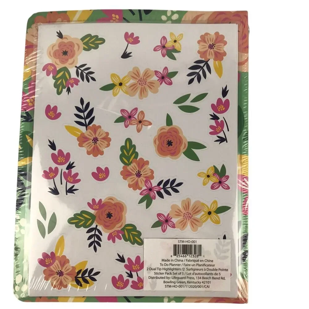NWT Steel Mill & Co. Floral Daily Planner 2 Dual Tip Highlighters Sealed 8x7''